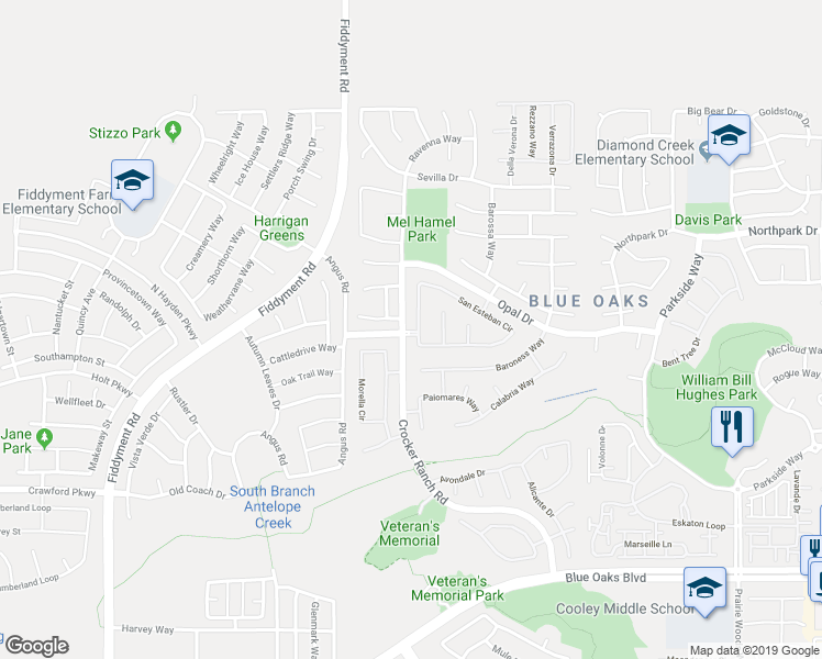 map of restaurants, bars, coffee shops, grocery stores, and more near 2008 San Esteban Circle in Roseville