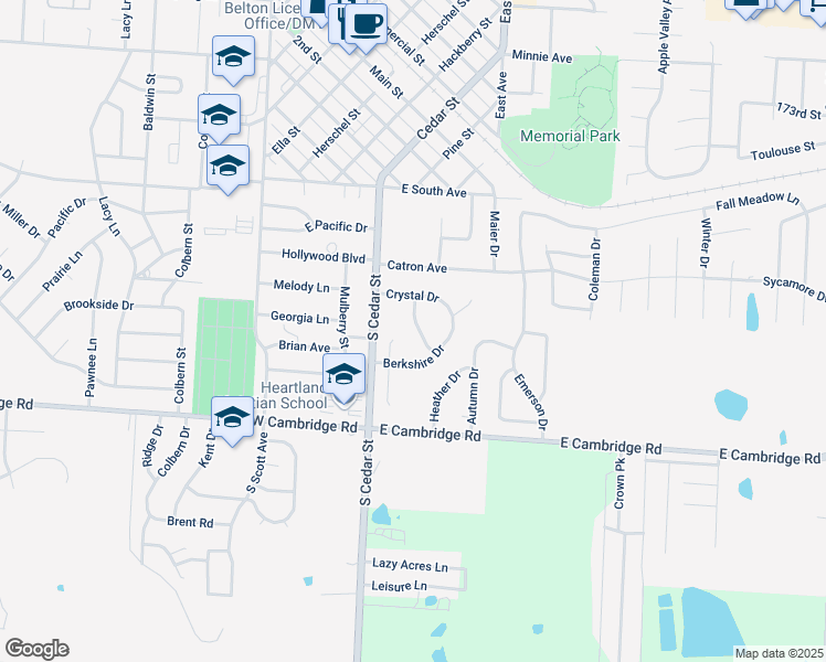map of restaurants, bars, coffee shops, grocery stores, and more near 700 Pebble Street in Belton