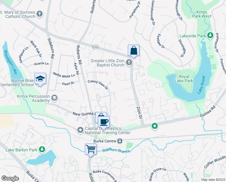 map of restaurants, bars, coffee shops, grocery stores, and more near 5461 Cheshire Meadows Way in Fairfax