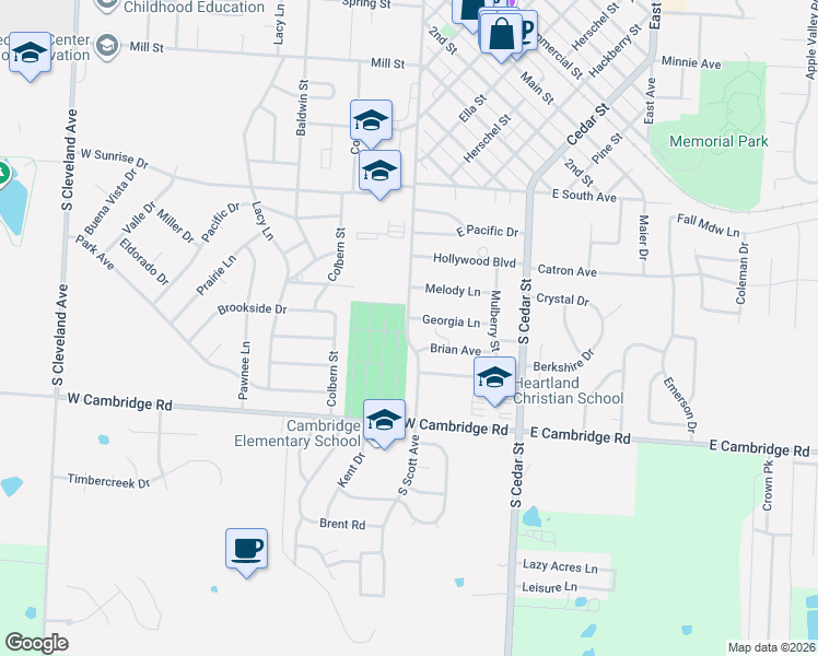 map of restaurants, bars, coffee shops, grocery stores, and more near 703 South Scott Avenue in Belton