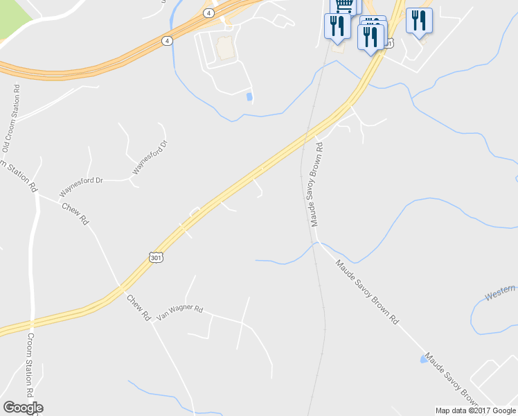 map of restaurants, bars, coffee shops, grocery stores, and more near 4951 Crain Highway in Upper Marlboro
