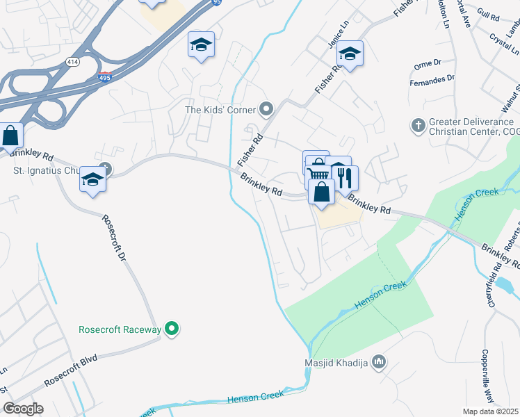 map of restaurants, bars, coffee shops, grocery stores, and more near 6232 Joe Klutsch Drive in Fort Washington