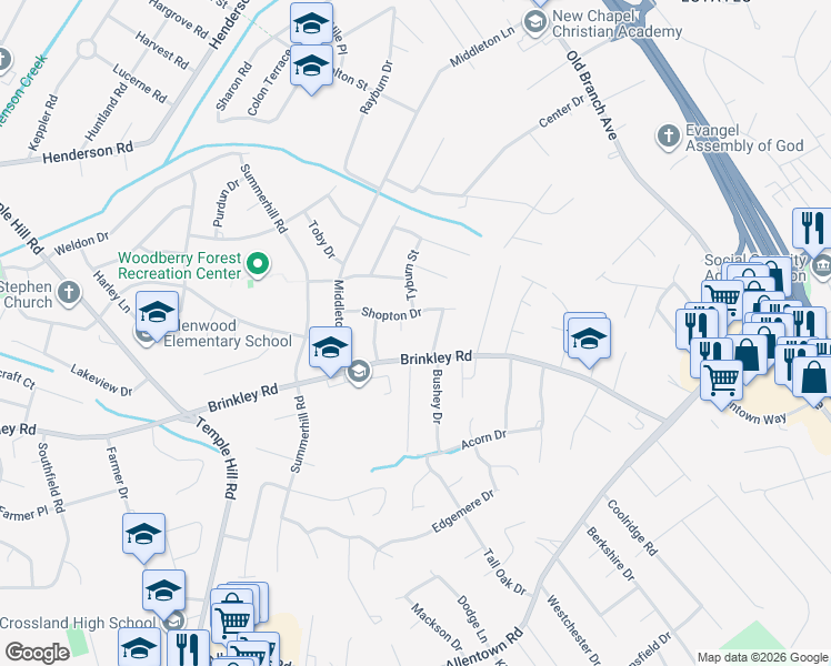 map of restaurants, bars, coffee shops, grocery stores, and more near 6302 Shopton Court in Temple Hills