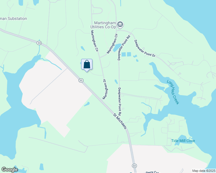 map of restaurants, bars, coffee shops, grocery stores, and more near 9217 Martingham Drive in Saint Michaels