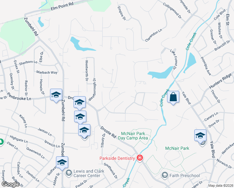 map of restaurants, bars, coffee shops, grocery stores, and more near 127 Huntington Park in Saint Charles