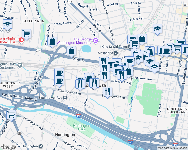 map of restaurants, bars, coffee shops, grocery stores, and more near 101 Independence Avenue Southeast in Washington
