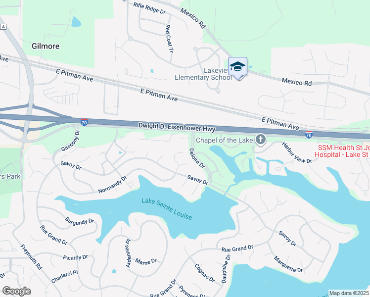 map of restaurants, bars, coffee shops, grocery stores, and more near 13 Cadillac Court in Lake Saint Louis