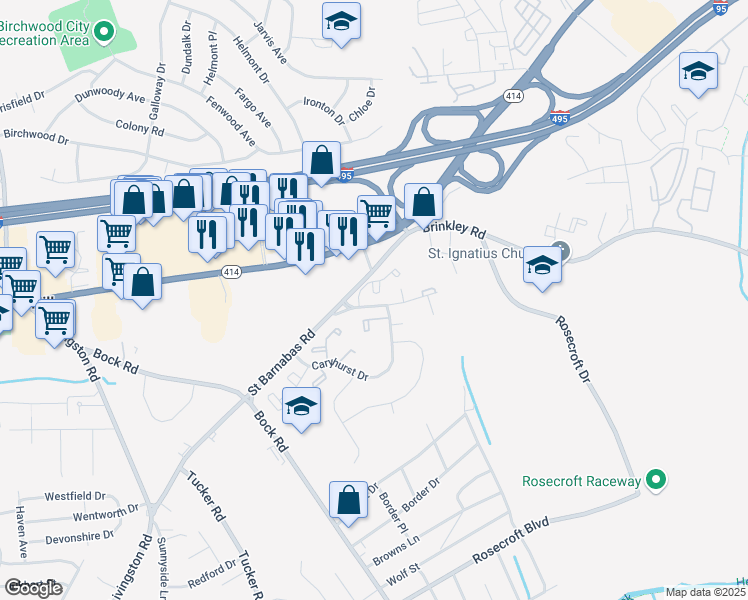 map of restaurants, bars, coffee shops, grocery stores, and more near 6224 Targon Court in Fort Washington