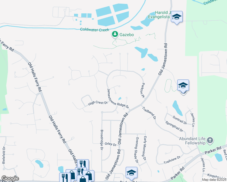 map of restaurants, bars, coffee shops, grocery stores, and more near 4908 Jamestowne Ridge Court in Black Jack