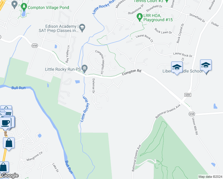 map of restaurants, bars, coffee shops, grocery stores, and more near 14003 Tarn Hill Drive in Clifton