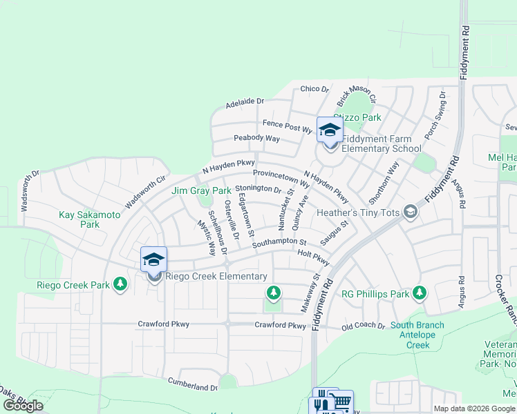 map of restaurants, bars, coffee shops, grocery stores, and more near 6065 Cohasset Drive in Roseville