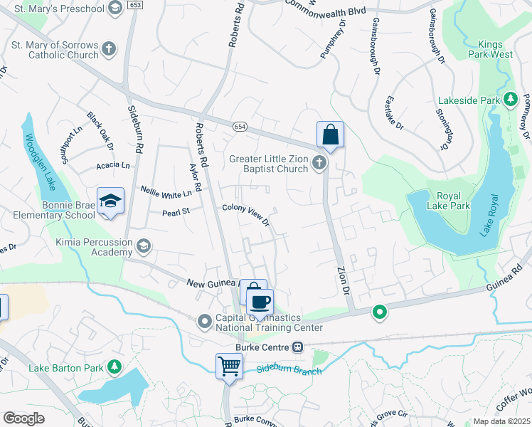 map of restaurants, bars, coffee shops, grocery stores, and more near 5428 Cheshire Meadows Way in Fairfax