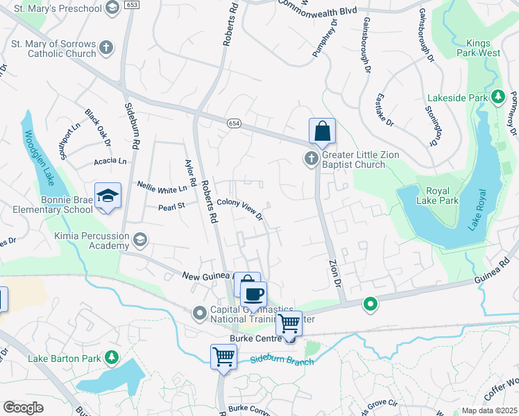 map of restaurants, bars, coffee shops, grocery stores, and more near 5428 Cheshire Meadows Way in Fairfax