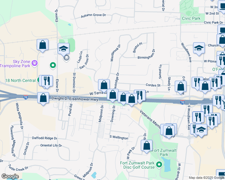 map of restaurants, bars, coffee shops, grocery stores, and more near 754 Danny Lane in O'Fallon