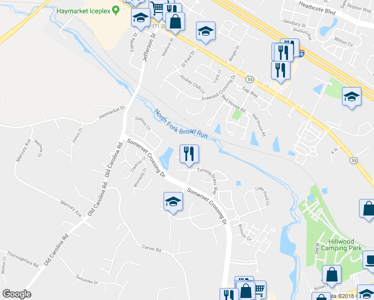 map of restaurants, bars, coffee shops, grocery stores, and more near 7200 Bladen Place in Gainesville