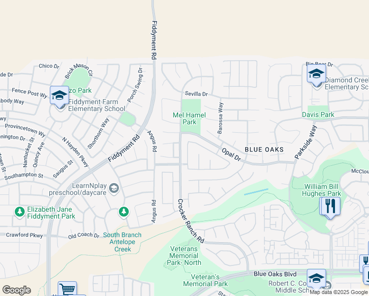 map of restaurants, bars, coffee shops, grocery stores, and more near 1992 San Esteban Circle in Roseville