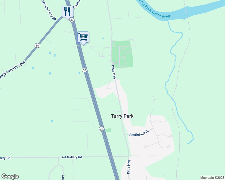 map of restaurants, bars, coffee shops, grocery stores, and more near 105 Southridge Villages Avenue in Bedford