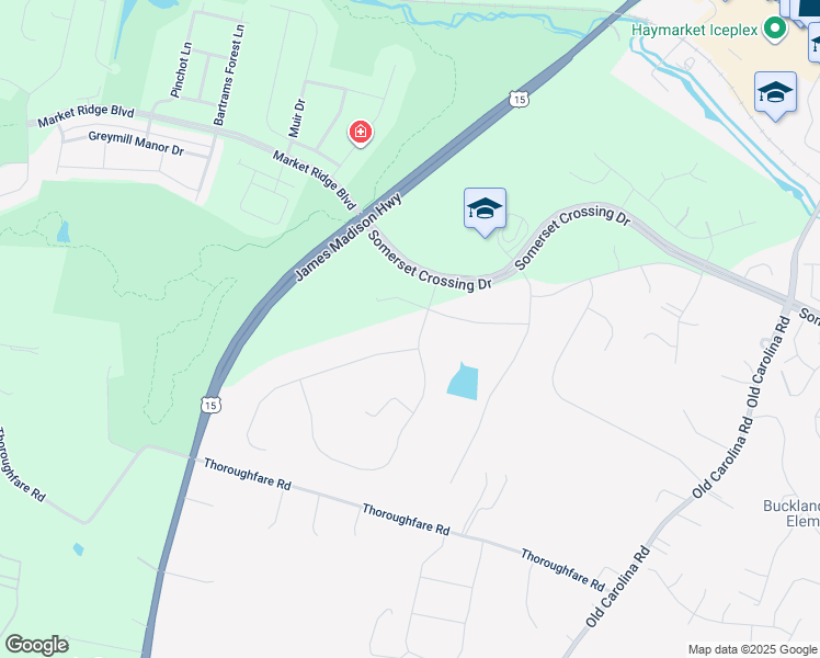 map of restaurants, bars, coffee shops, grocery stores, and more near 7042 Currie Farm Drive in Haymarket