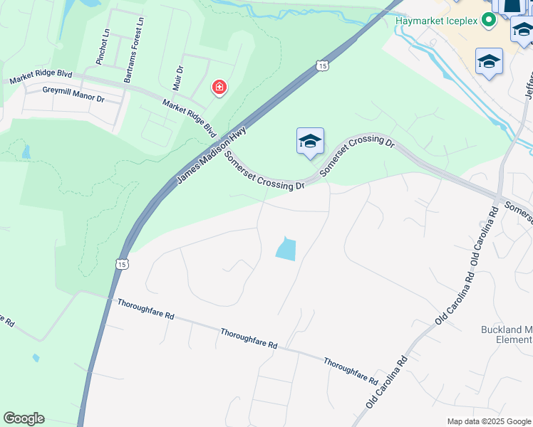 map of restaurants, bars, coffee shops, grocery stores, and more near 7039 Currie Farm Drive in Haymarket