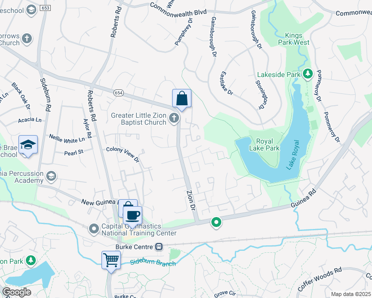 map of restaurants, bars, coffee shops, grocery stores, and more near 5428 Helm Court in Fairfax