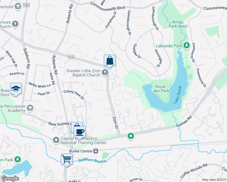 map of restaurants, bars, coffee shops, grocery stores, and more near 5424 Helm Court in Fairfax