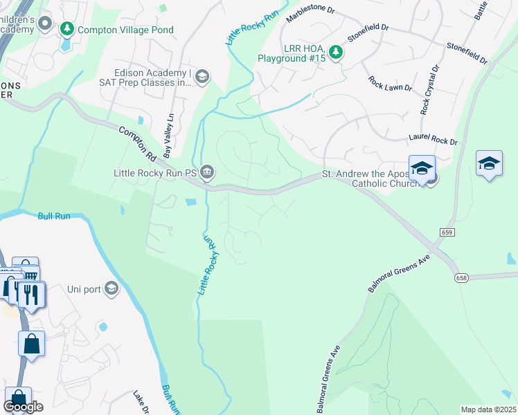 map of restaurants, bars, coffee shops, grocery stores, and more near 14002 Tarn Hill Drive in Clifton