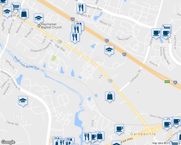 map of restaurants, bars, coffee shops, grocery stores, and more near 14448 Village High Street in Gainesville