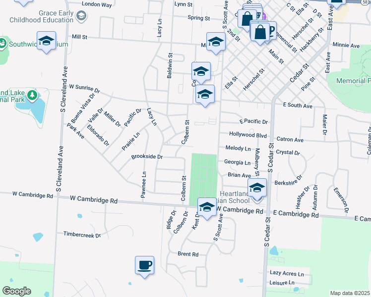 map of restaurants, bars, coffee shops, grocery stores, and more near 123 Westside Drive in Belton
