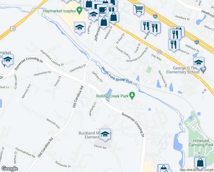 map of restaurants, bars, coffee shops, grocery stores, and more near 7005 Lucknow Street in Gainesville