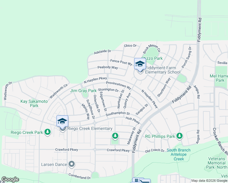map of restaurants, bars, coffee shops, grocery stores, and more near 2409 Provincetown Way in Roseville