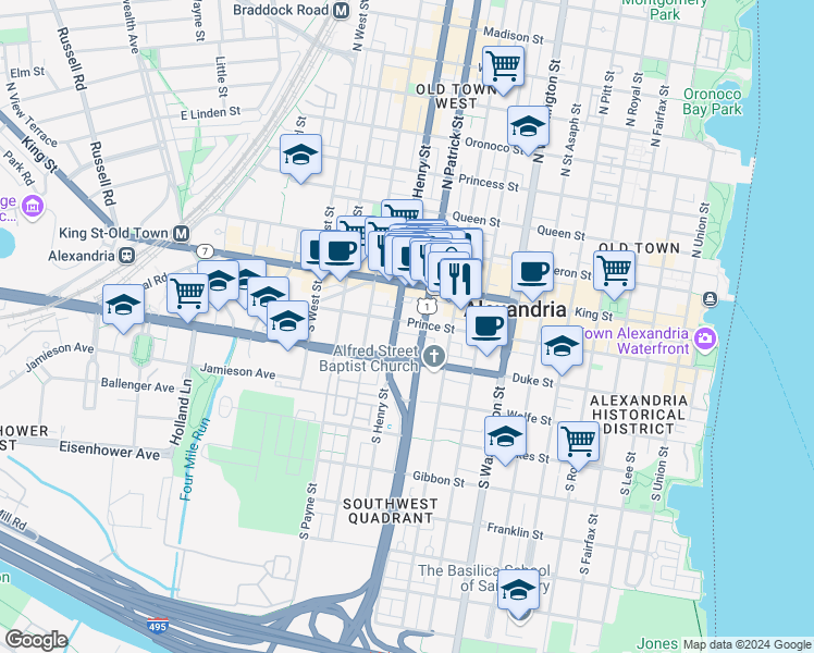 map of restaurants, bars, coffee shops, grocery stores, and more near 101 Independence Avenue Southeast in Washington