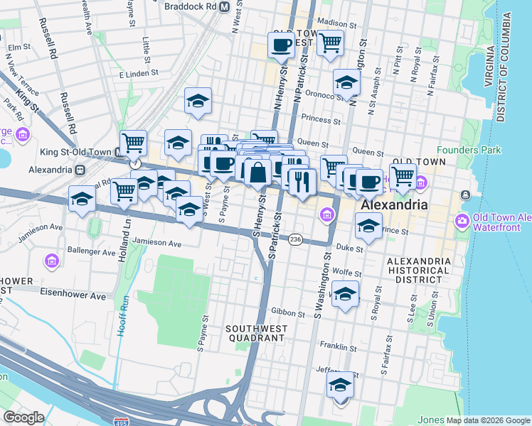 map of restaurants, bars, coffee shops, grocery stores, and more near 101 Independence Avenue Southeast in Washington