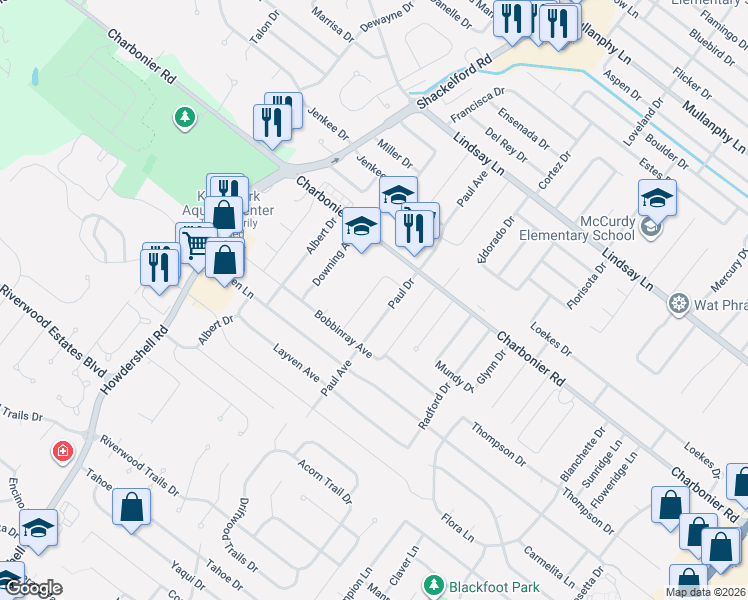 map of restaurants, bars, coffee shops, grocery stores, and more near 375 Gerald Drive in Florissant