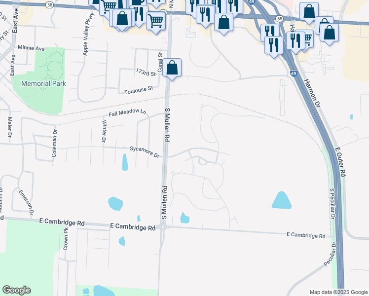 map of restaurants, bars, coffee shops, grocery stores, and more near 1501 Sycamore Drive in Belton