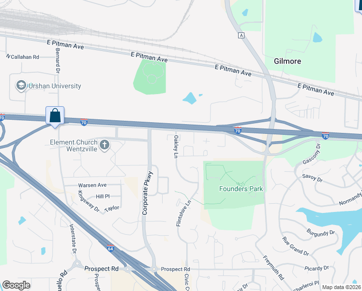 map of restaurants, bars, coffee shops, grocery stores, and more near 217 Homeshire Circle in Wentzville