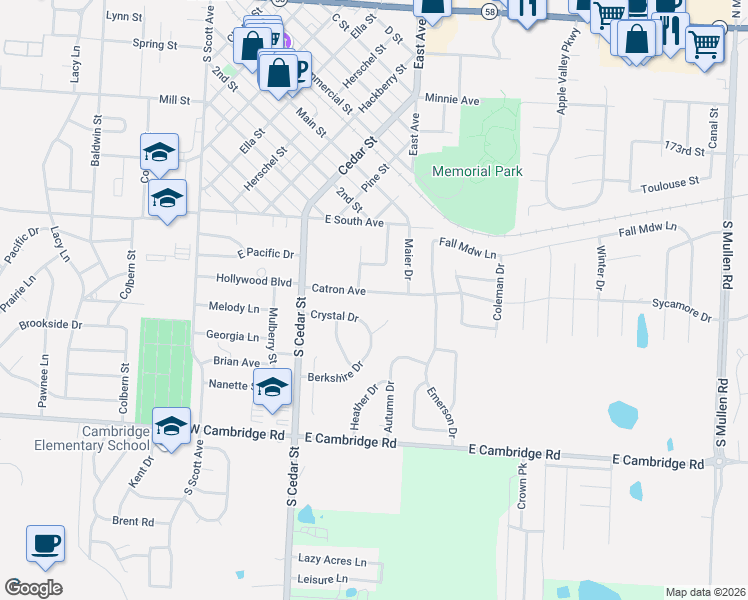 map of restaurants, bars, coffee shops, grocery stores, and more near 310 Catron Avenue in Belton