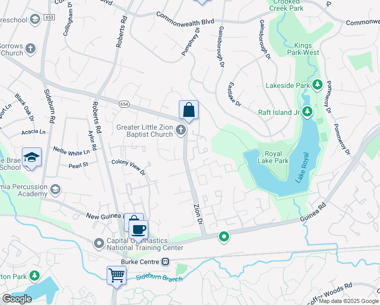 map of restaurants, bars, coffee shops, grocery stores, and more near 5425 Helm Court in Fairfax