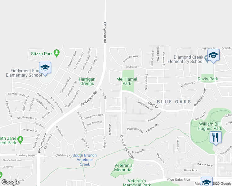 map of restaurants, bars, coffee shops, grocery stores, and more near 356 Bayonne Court in Roseville