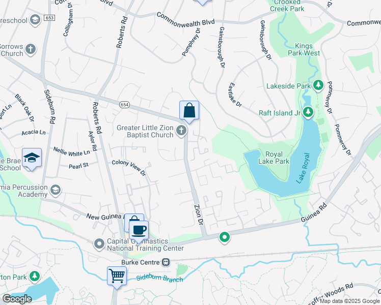 map of restaurants, bars, coffee shops, grocery stores, and more near 5425 Helm Court in Fairfax