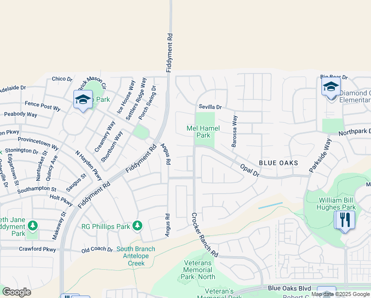 map of restaurants, bars, coffee shops, grocery stores, and more near 325 Bayonne Court in Roseville
