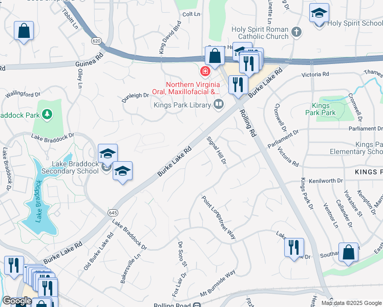 map of restaurants, bars, coffee shops, grocery stores, and more near 9014 Home Guard Drive in Burke