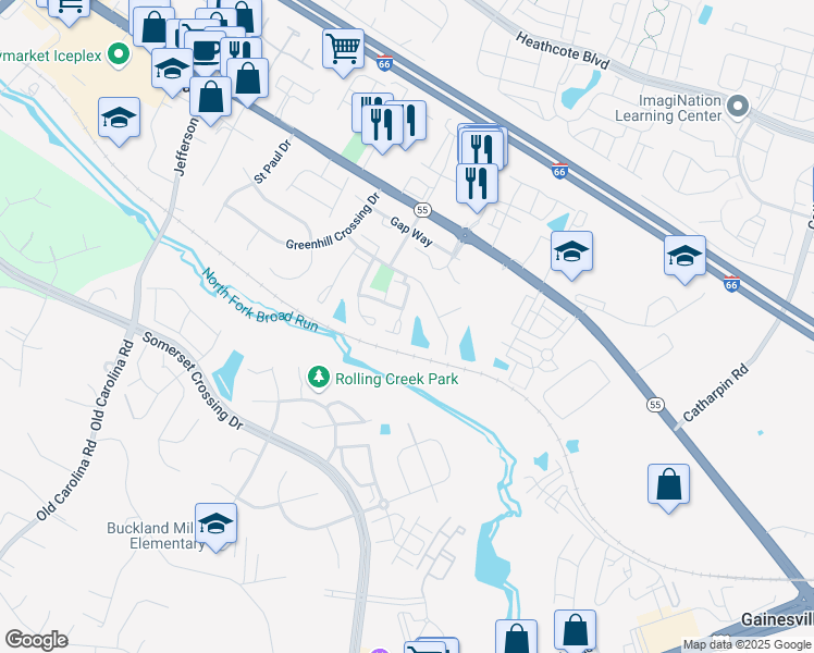 map of restaurants, bars, coffee shops, grocery stores, and more near 7043 Sauvage Lane in Gainesville