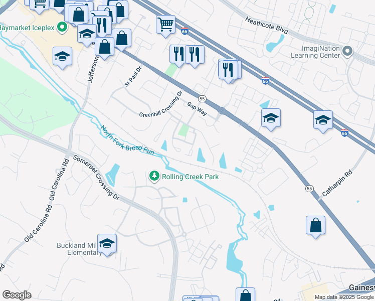 map of restaurants, bars, coffee shops, grocery stores, and more near 7046 Sauvage Lane in Gainesville