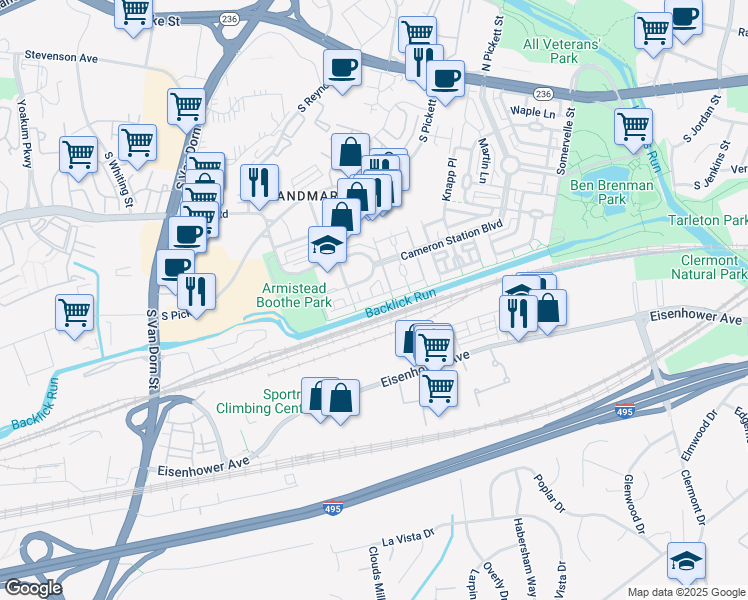 map of restaurants, bars, coffee shops, grocery stores, and more near 5173 Brawner Place in Alexandria