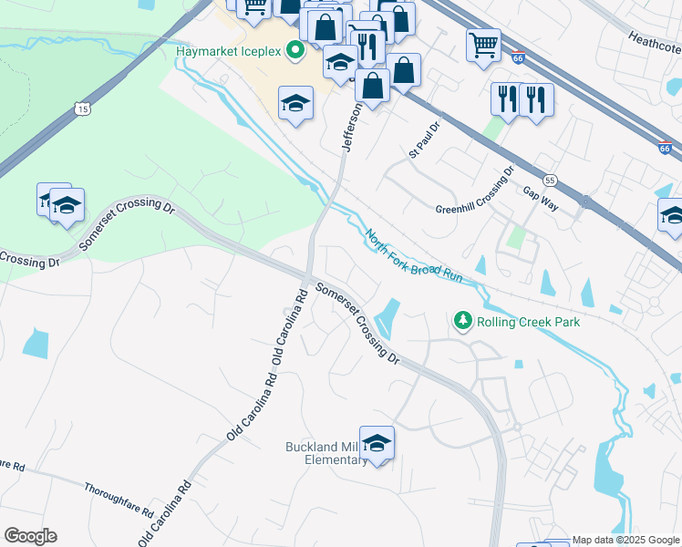 map of restaurants, bars, coffee shops, grocery stores, and more near 15127 Gaffney Cir in Gainesville