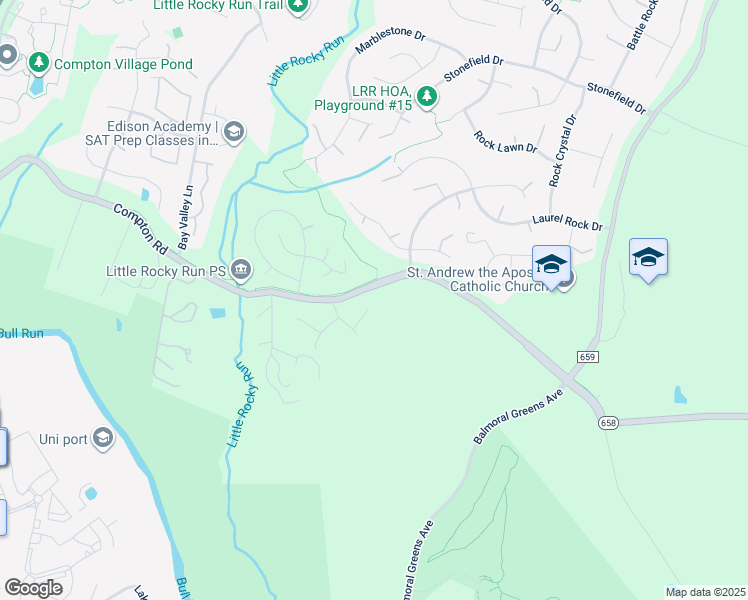 map of restaurants, bars, coffee shops, grocery stores, and more near 6907 Luton Hill Way in Clifton