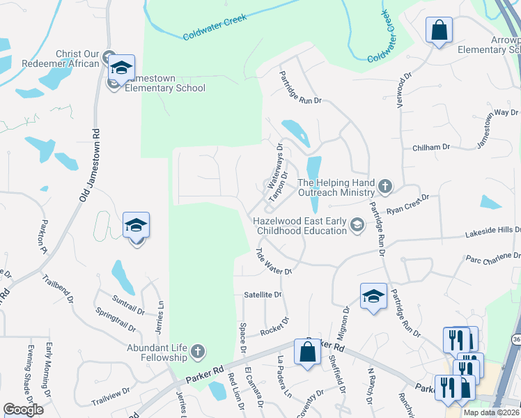 map of restaurants, bars, coffee shops, grocery stores, and more near 19 West Tarpon Court in Florissant