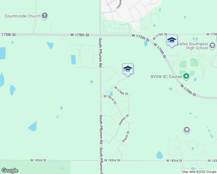 map of restaurants, bars, coffee shops, grocery stores, and more near South Pflumm Road in Overland Park