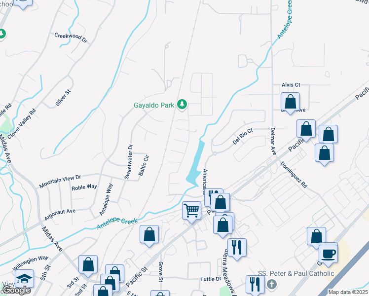 map of restaurants, bars, coffee shops, grocery stores, and more near 4018 Aitken Dairy Road in Rocklin