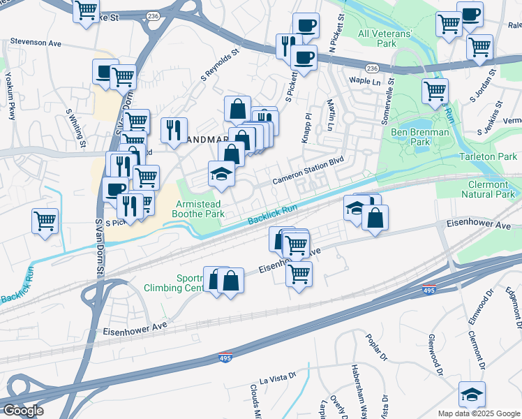 map of restaurants, bars, coffee shops, grocery stores, and more near 5183 Brawner Place in Alexandria